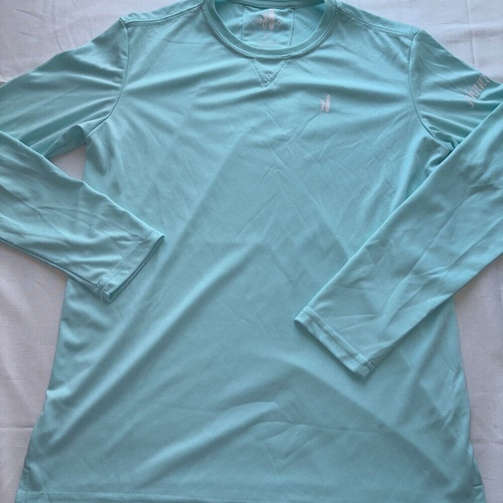 johnnie-O Boys Basin Jr. Performance UPF Long Sleeve Sun Shirt Teal Size 12